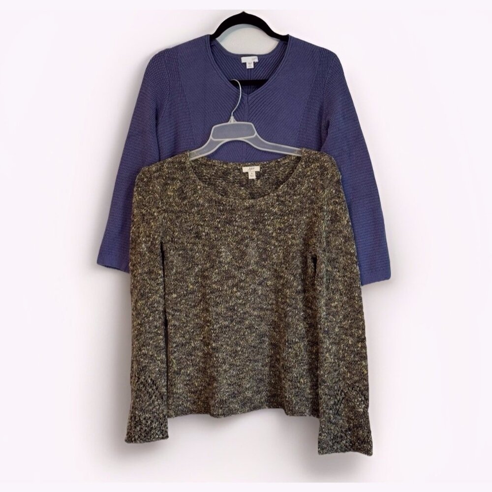 J. Jill Women’s Bundle OF 2 Sweater Small Blue Marled Green Fall Winter Casual